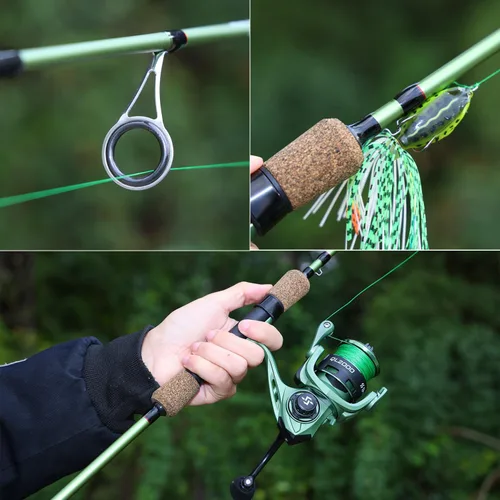 Vista 7 de Combos de cañas de pescar One Bass, cañas de fibra de carbono de 30 toneladas, carrete de pesca con relación de engranajes de 8.1:1, combo de 2