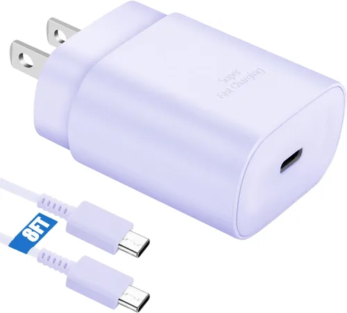 Vista 11 de Kit de cargador súper rápido tipo C, bloque de cargador de teléfono Android PD de 25 W PD USB C y cable de carga C de 5 pies, cable de carga rápida