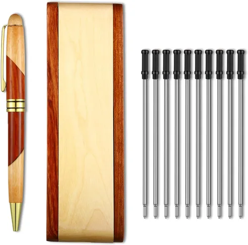 Vista 4 de Outus Bolígrafos de madera, regalos de agradecimiento a los empleados para hombres con estuche de negocios, bolígrafo de escritura hecho a mano