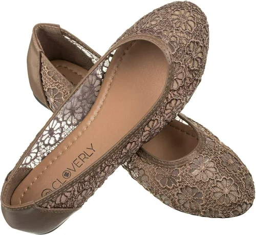 Vista 5 de CLOVERLAY Women's Ballet Shoe Floral Breathable Crochet Lace Ballet Flats