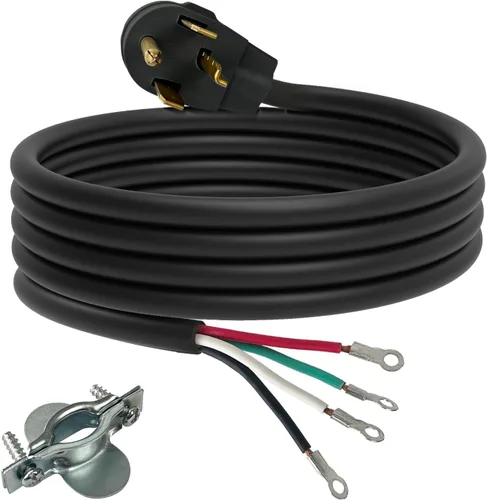 Vista 8 de Cable de secado de 4 puntas, 4 pies SRDT 10/4, cable de alimentación de extensión de electrodomésticos de 30 amperios, NEMA 14-30, negro
