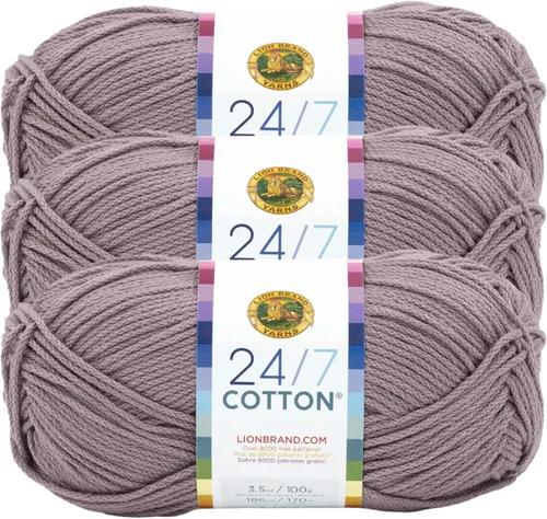 Vista 44 de Lion Brand Yarn - Hilo ligero 24/7 de algodón para tejer, hacer ganchillo y manualidades, Ámbar, paquete de 1 Light Worsted 100% Mercerized Cotton