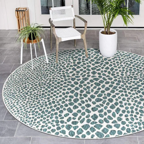 Vista 63 de Unique Loom Outdoor Collection Alfombra de área - Ciudad del Cabo (2' 2' x 3' 1' Rectángulo, Azul/Oliva)