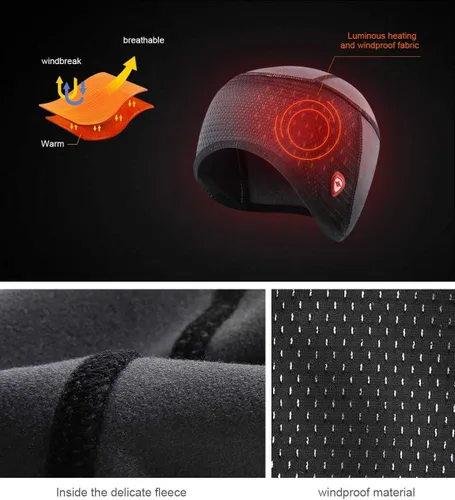 Vista 3 de Santic Gorra de cráneo para ciclismo, forro polar térmico, resistente al viento, se adapta debajo de los cascos