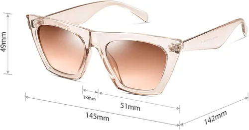 Vista 5 de mosanana Gafas de sol cuadradas con diseño de ojo de gato para mujer, modelo de estilo moderno-SHINE