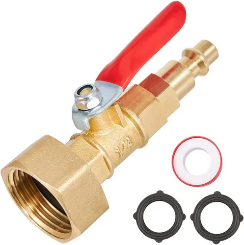 Vista 8 de Adaptador de Soplado para Invierno, Conector Macho de Conexión Rápida de 1/4 Pulgadas y Rosca de Manguera GHT de 3/4 Pulgadas. Con Válvula de Bola