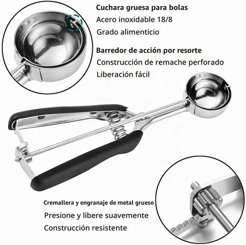 Vista 5 de JUNADAEL J Cuchara de galletas de 4 cucharadas, cucharadas de galletas de 2 onzas para hornear, cuchara para magdalenas para hornear, agarre cómodo