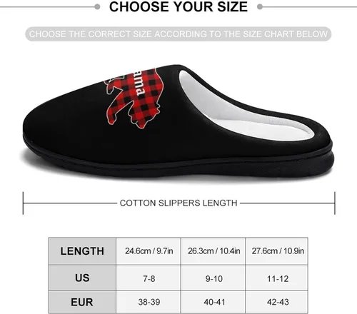 Vista 2 de Plaid Mama Bear - Pantuflas de algodón para mujer, acogedoras y cálidas, para interiores y exteriores