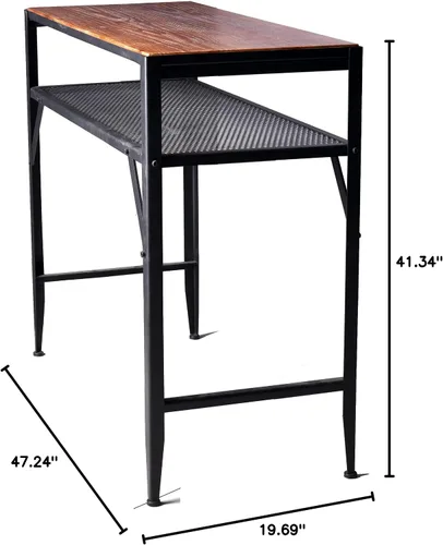 Vista 3 de Mesa de bar de 47 pulgadas de alto, mesa de bar de altura de barra, mesa de bar para sofá, mesa de centro rectangular para cocina y comedor, tubo