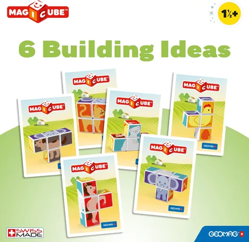 Vista 3 de Geomag MagiCube - Cubos magnéticos apilables para construcción, frutas y animales