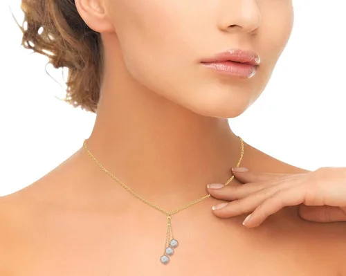 Vista 2 de The Pearl Source Collar redondo de oro de 14 quilates de 7 a 0.315in con perlas cultivadas en agua dulce para mujer, Perla, Perla