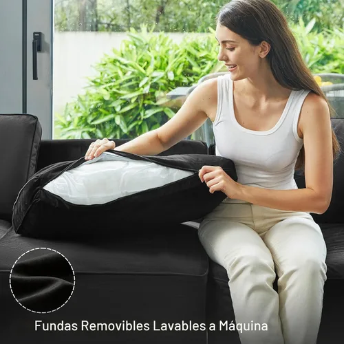 Vista 5 de Belffin Sofá seccional modular con asiento de almacenamiento, sofá grande en forma de U con diván reversible de terciopelo con otomano, color negro