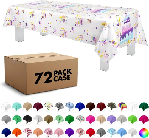 Vista 35 de Grandipity Mantel de plástico desechable de calidad prémium para fiestas con temática de globos de cumpleaños, 1 paquete, 54 x 108 pulgadas, mantel
