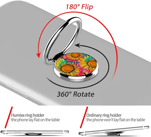 Vista 5 de Funda compatible con Google Pixel 5A 5G con soporte de anillo, diseño de girasol, funda protectora a prueba de golpes para Google Pixel 5A 5G