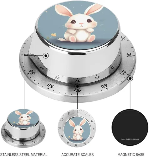 Vista 3 de Cartoon Cute Bunny Kitchen Timers for Cooking, 60 Minute Visual Timer for Home, No Batteries Required, Countdown Reminder Chef Timer Clock with