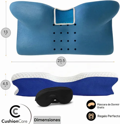 Vista 6 de Almohada de gel refrescante para el dolor de cuello y hombros, almohada cervical de espuma viscoelástica con soporte ortopédico de contorno y funda