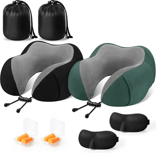 Vista 17 de CloudBliss Almohada de viaje de espuma viscoelástica de alta calidad, almohada cervical cómoda y de apoyo, almohadas cervicales para viajar