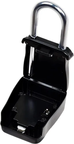 Vista 3 de South Main Hardware 810142 Caja de almacenamiento con llave montada en argolla con combinación de cerradura reprogramable (1 paquete), negra