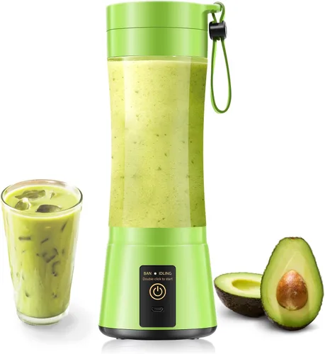 Vista 12 de Licuadora portátil para batidos y batidos, licuadora inalámbrica de tamaño personal con 6 cuchillas, vaso de jugo de 12.8 fl oz, ligera, recién