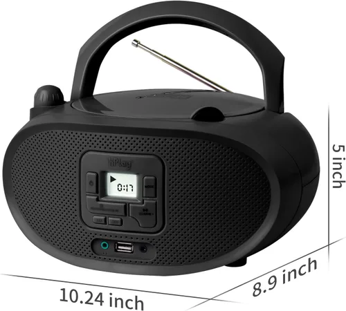 Vista 7 de hPlay Gummy GC04B - Reproductor de CD portátil con afinación digital, radio estéreo FM, reproductor de CD para niños, pantalla LCD USB Bluetooth