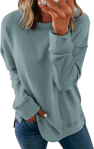 Vista 28 de Dokotoo Women's Casual Crew Neck Sweatshirt Loose Long Sleeve Pullover Tops Jade (Moonlight Jade)