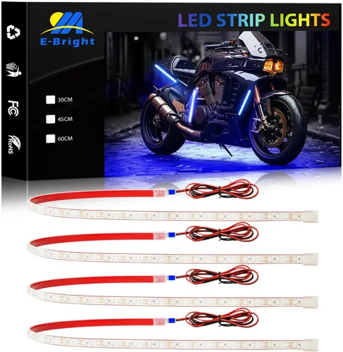 Vista 14 de YM E-Bright Tiras de luces LED azules para automóviles, 30CM luces impermeables de bajo resplandor para automóvil, motocicletas, carrito de golf