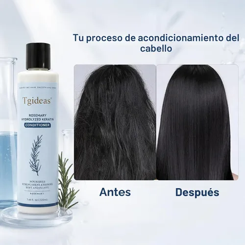 Vista 2 de Tgideas Acondicionador capilar de romero para mujeres y hombres, acondicionador desenredante e hidratante con infusión de queratina hidrolizada