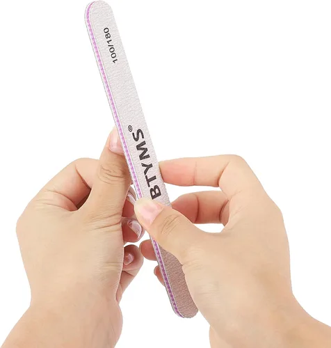 Vista 4 de BTYMS 25 limas de uñas de grano 100/180 de doble cara, limas de pulido de uñas para uñas acrílicas y naturales