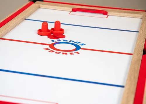 Vista 11 de Hathaway Madison - Mesa multijuego 6 en 1 de 54 pulgadas, ideal para salas de juegos familiares, incluye billar, futbolín, hockey deslizante, tenis