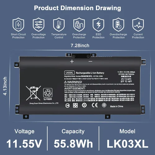 Vista 2 de LK03XL L09281-855 916814-855 Batería compatible con HP Envy X360 Convertible 49.2 ft-cn0011dx 49.2 ft-cn0012dx 15-cn0xxx 49.2 ft-cp0xxx 17-bw 55.8
