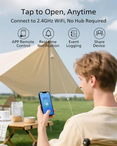 Vista 2 de Cerradura de puerta con teclado WiFi Philips con asa, WiFi incorporado, control remoto por APP, desbloqueo por voz y huellas dactilares, cerraduras