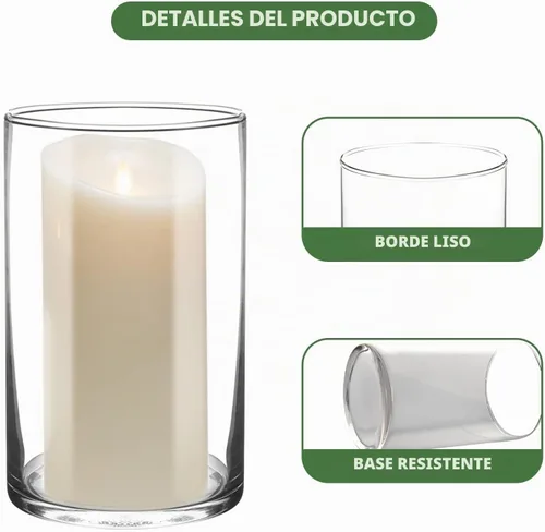Vista 3 de Jarrón cilíndrico de vidrio de 6 pulgadas de alto para centros de mesa