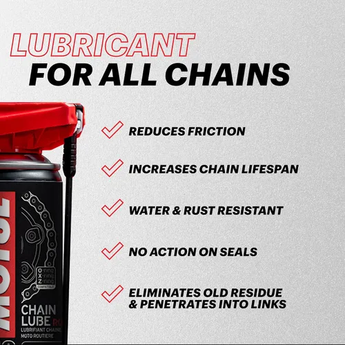 Vista 2 de Motul C2 Chain Lube Road - Aerosol lubricante para cadena de motocicleta para motocicletas de calle y deportivas, lata de 9.3 onzas (111819)