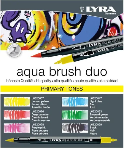 Vista 2 de Lyra Aqua Brush Duo Set, colores primarios, 6 piezas Tono primario