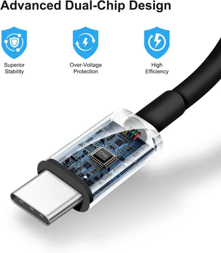 Vista 5 de Cargador de carga rápida para iPhone 17, 16, 15, paquete de 3+3 cargadores de pared USB C de 20 W con cable de carga rápida de 6 pies compatible