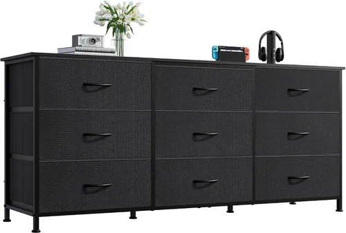 Vista 25 de WLIVE Soporte de TV para TV de 55 pulgadas, cómoda de 9 cajones para A-Rosa