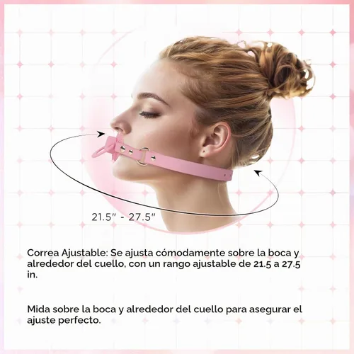 Vista 6 de Littleforbig Juego de chupete y mordaza de cuero con correa ajustable Gen II Rosa