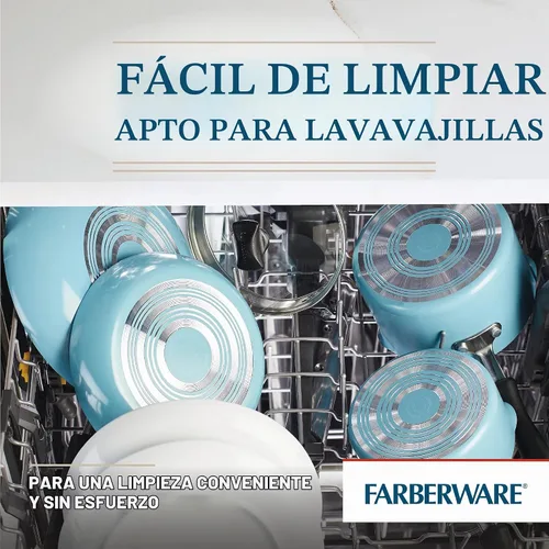 Vista 5 de Farberware Cookstart DiamondMax Sartén/Plancha Cuadrada Profunda Antiadherente, Apta para Lavavajillas, 11 Pulgadas - Aqua Aguamarina