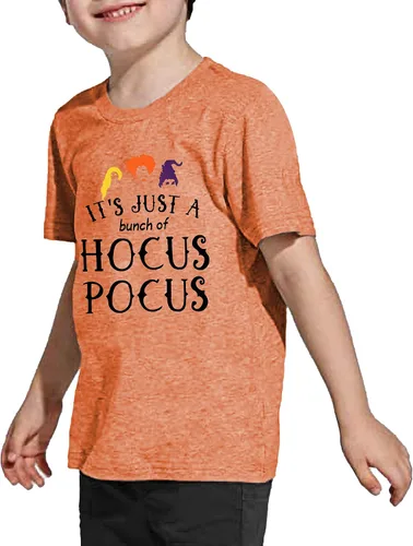 Vista 4 de LAZYCHILD It's Just A Bunch of Hocus Pocus - Camiseta de Halloween para niños y niñas, Sanderson Sister Graphic Shirt