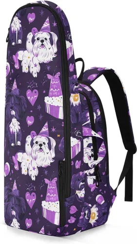 Vista 2 de Women Men Tennis Backpack Large Sturdy Cartoon Cute Purple Birthday Dog 3 Rackets Badminton Shoulder Bag for Women Men para raqueta