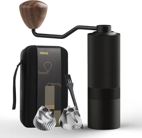 Vista 4 de MAVO Molinillo de Café Manual, Molinillo de Café de Mano Wizard, Capacidad 25g con Rebaba Cónica Hexagonal de Acero Inoxidable CNC, Configuración