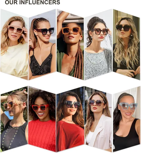 Vista 26 de SOJOS Gafas de sol cuadradas vintage de gran tamaño para mujer, estilo retro, de lujo, grandes, UV400 SJ2194