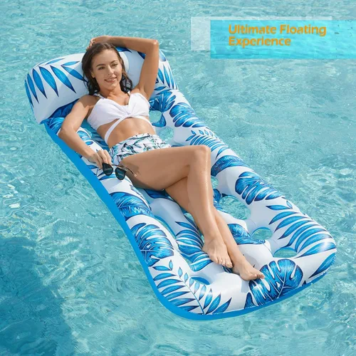 Vista 7 de Jasonwell Flotador inflable para piscina, flotadores, balsas para adultos, tumbona flotante, bronceador solar, flotadores de agua fría, natación