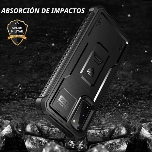 Vista 7 de Dexnor Funda para Samsung Galaxy S20 5G, [Protector de pantalla integrado y soporte] Protección de grado militar de servicio pesado a prueba de Negro