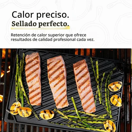 Vista 3 de Lodge Parrilla reversible de hierro fundido XL, 16.75 x 11.5 pulgadas