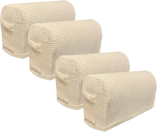 Vista 10 de Juego de 4 fundas elásticas para brazos de sofá, con bolsillo, fundas extraíbles antideslizantes para reposabrazos para sillón reclinable