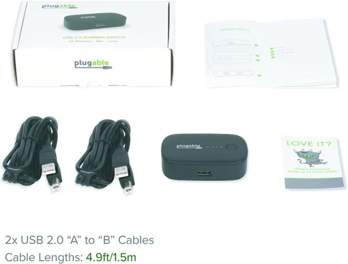 Vista 7 de Plugable Interruptor de uso compartido USB 2.0 para compartir un puerto de dispositivo USB con un botón entre dos computadoras