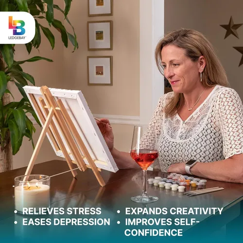 Vista 3 de Ledgebay Kit de Pintura por Números DIY para Adultos, Lienzo Enmarcado para Principiantes a Avanzados, Kit de Pintura por Números, los Kits Incluyen