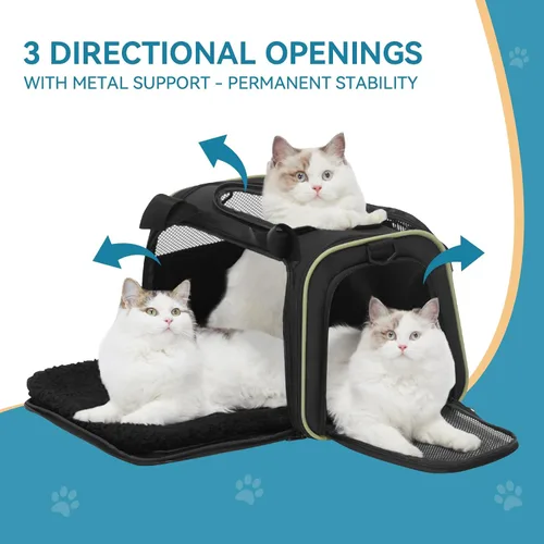 Vista 5 de PETSFIT Transportador de mascotas aprobado por aerolíneas con alfombrilla extensible, transportador de perros para perros pequeños, aprobado por