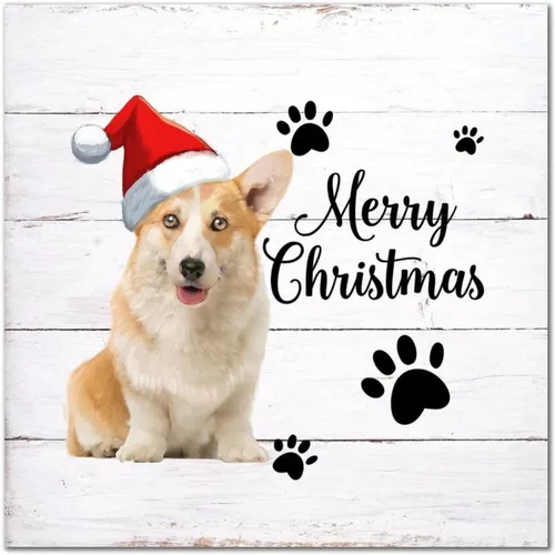 Vista 14 de Letrero de madera para perro con sombrero rojo, placa de pared rústica con reglas para mascotas, arte de pared colgante de granja, placa